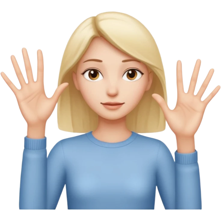 Girl with two hands in front no flowers and make them at different levels emoji