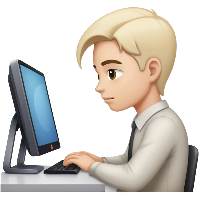 A professional working hard in front of a computer. emoji