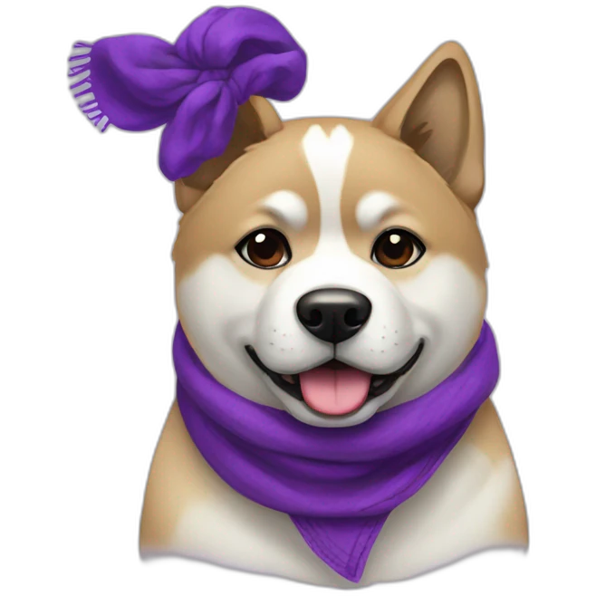 american akita with a purple scarf emoji