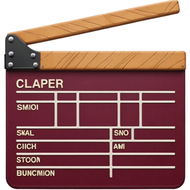 clapper board, burgundy color, intricate details, realistic texture emoji style emoji