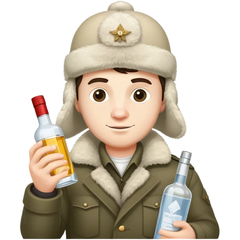 Nikolai Belinski from Call of Duty Zombies with ushanka hat and vodka bottle emoji