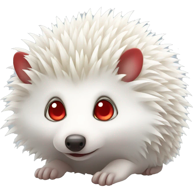 Cute white hedgehog with red eyes emoji