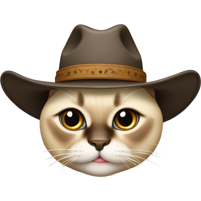 fat siamese cat in cowgirl hat emoji