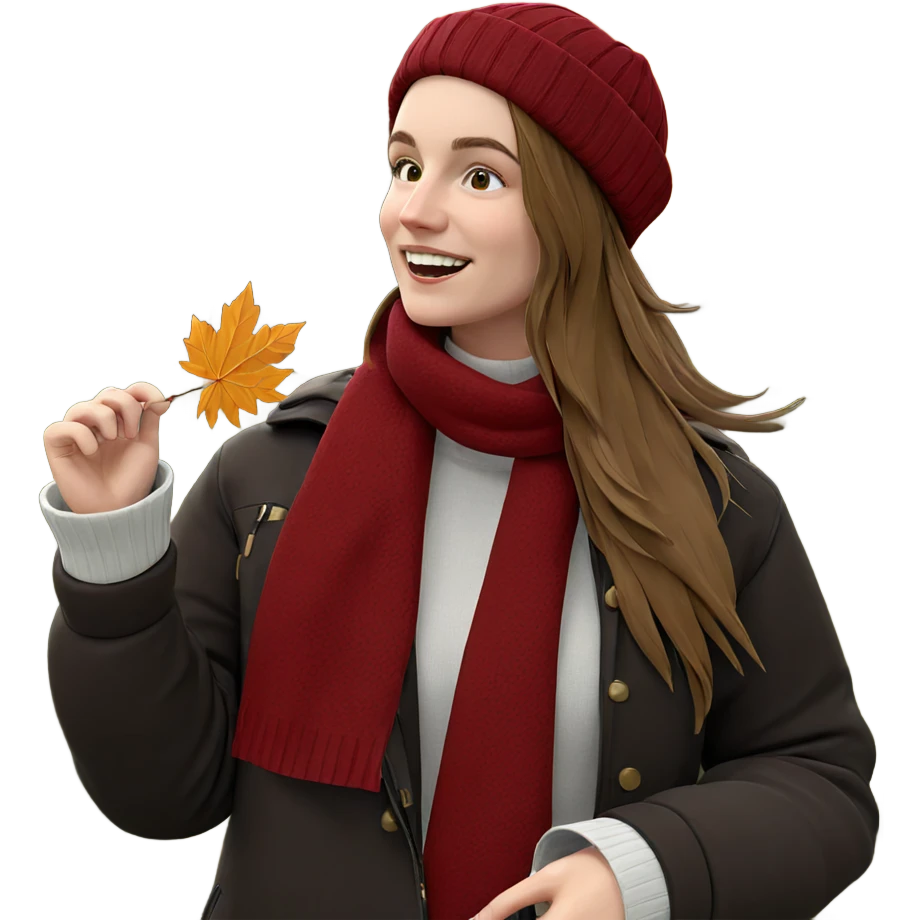 smiling girl in autumn outfit emoji