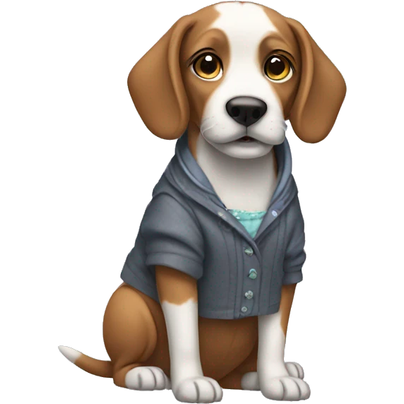 Dog wearing women clothes emoji