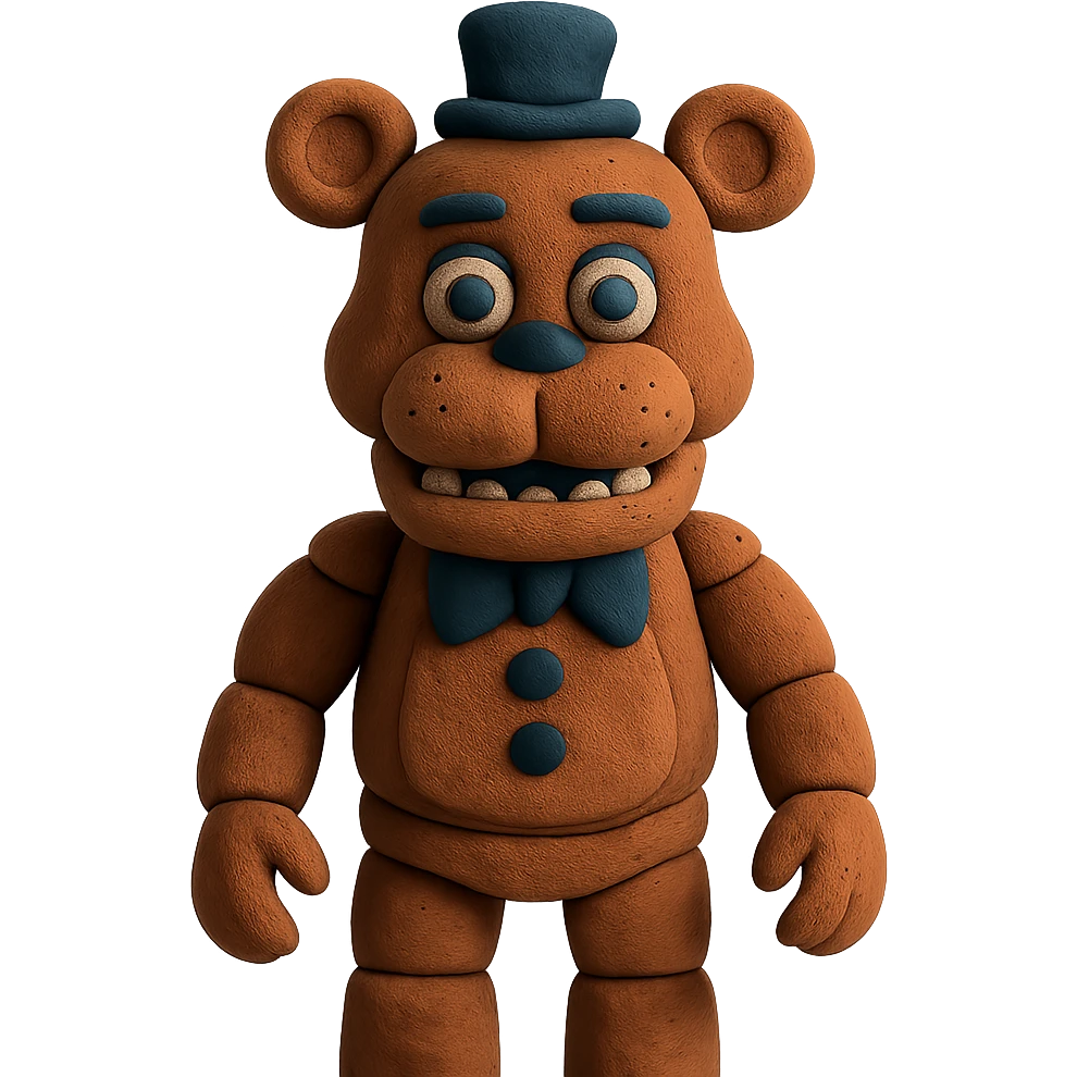 claymation style animatronic bear inspired by Five Nights at Freddy's emoji