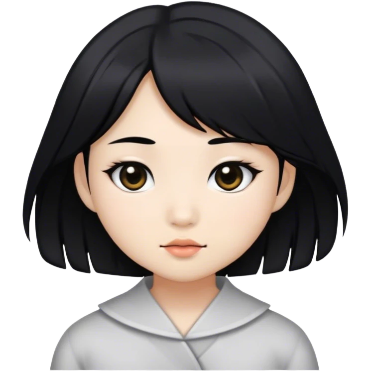 asian girl with fair skin and layered black hair plus black eyes emoji