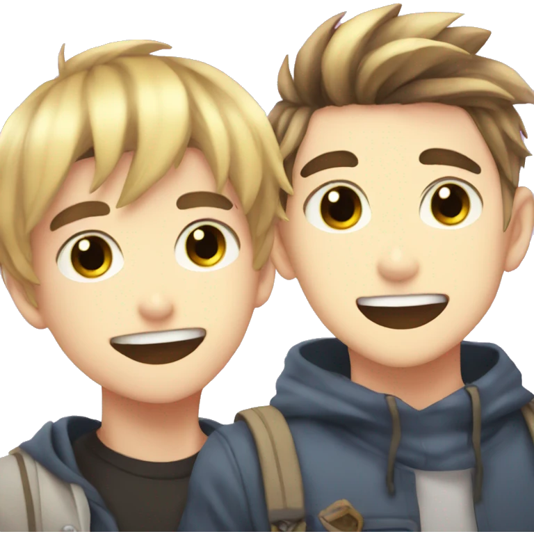 anime boy with anime boy selfie emoji