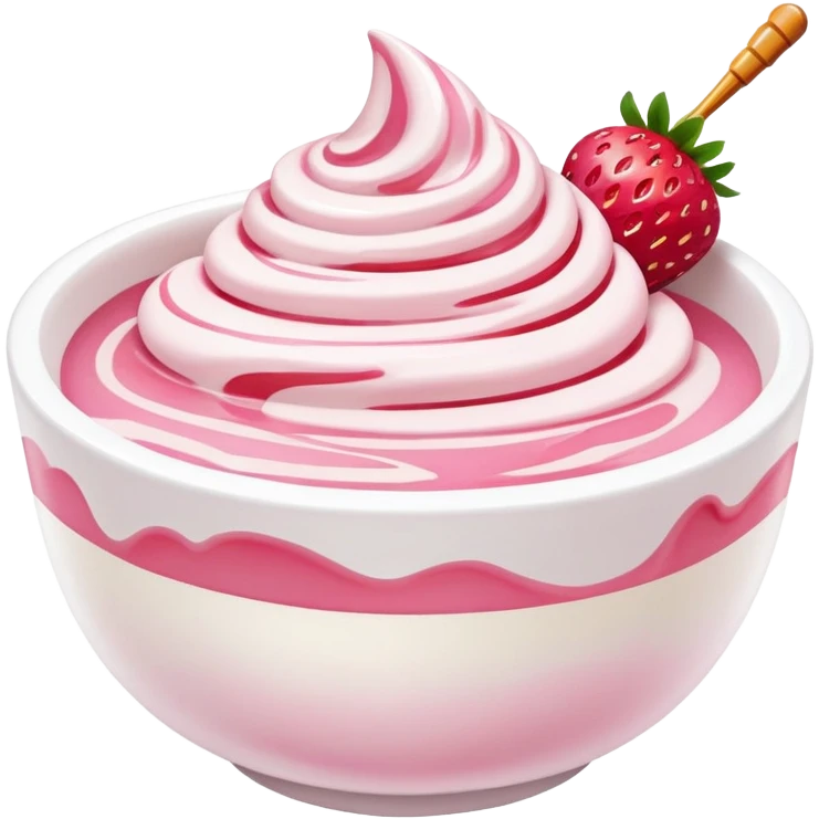 
strawberry yogurt with honey in a white bowl emoji