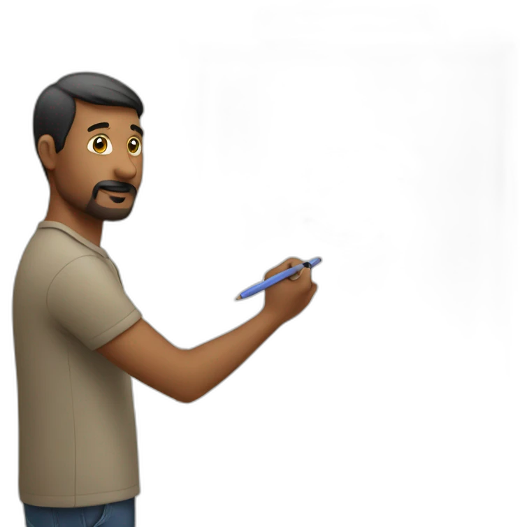 Man writing on a marker board emoji