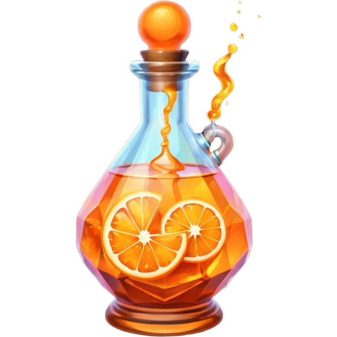 Orange Magic Fantasy Potion, Glass Low Poly emoji