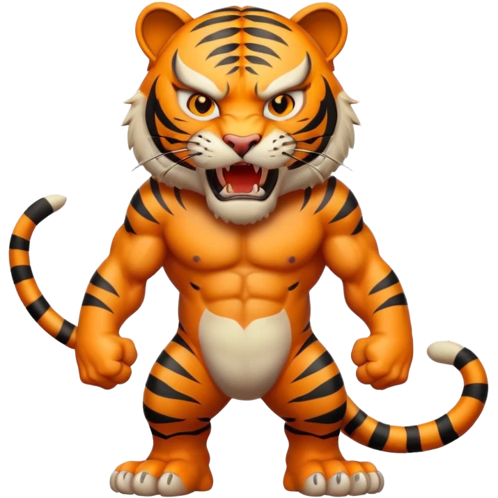 full body of angry tiger with fangs, front face  emoji