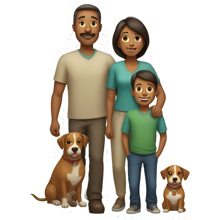 Mother father two sons and one dog emoji