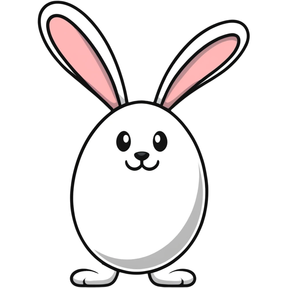 A white egg with bunny ears popping out emoji