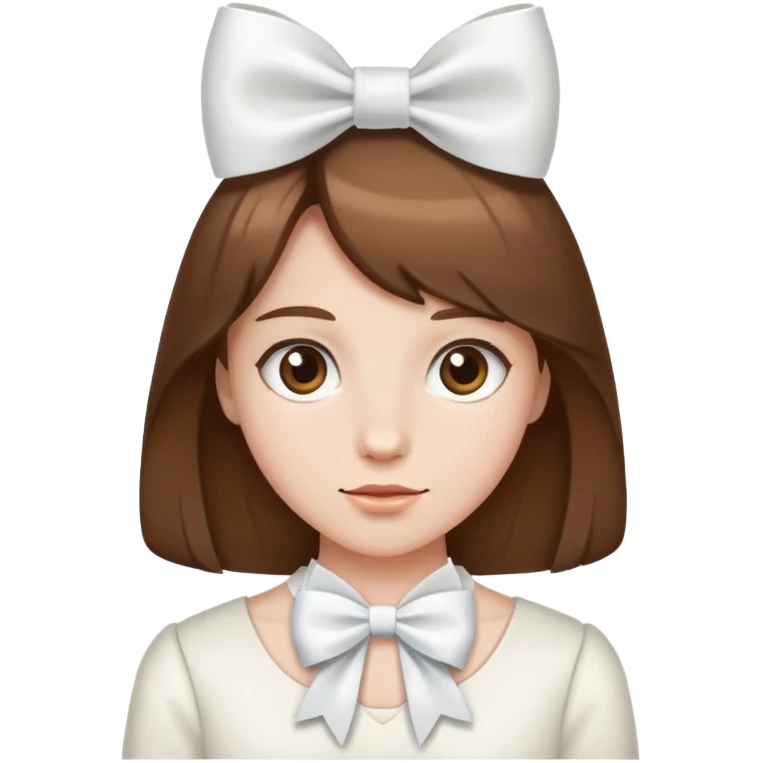Brown hairs with white bow emoji