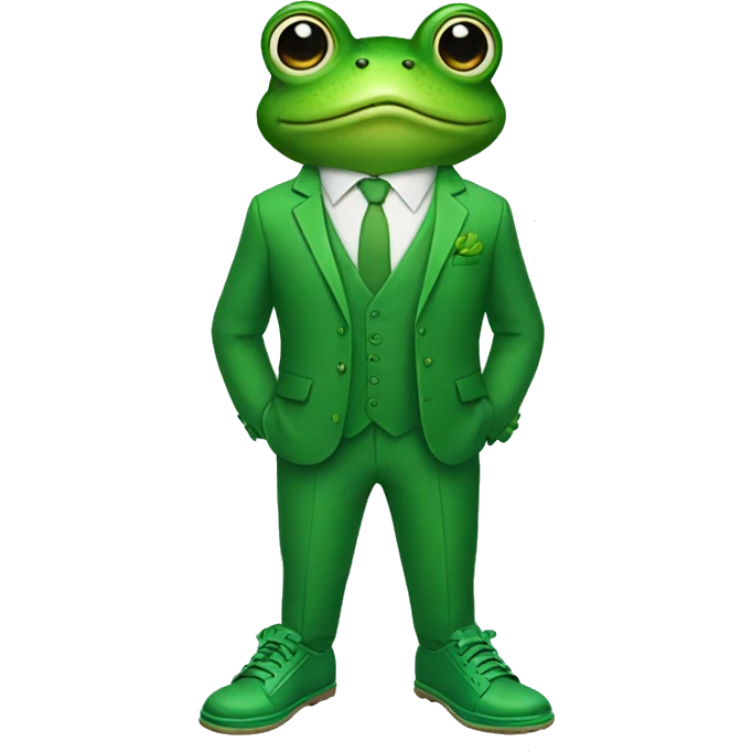 frog in a green suit and green shoes emoji