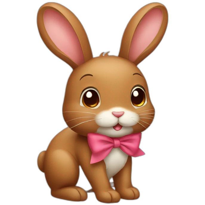 brown rabbit with a cute bow emoji