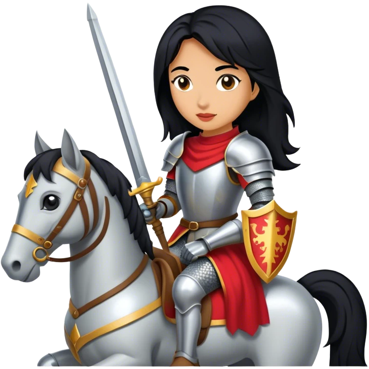 woman black hair knight on horse  emoji