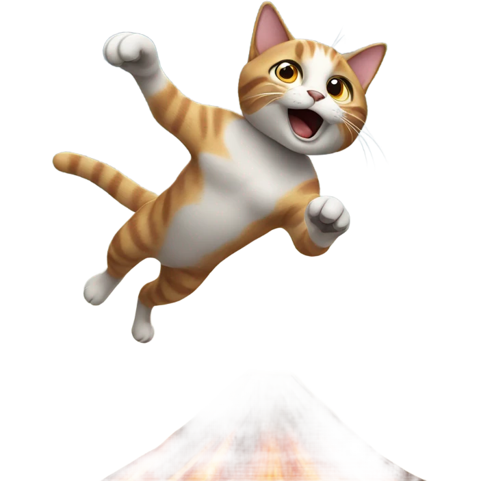 Cat Backflip over volcano emoji