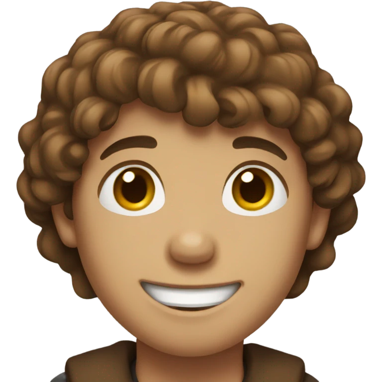 brown-haired boy with a smile emoji