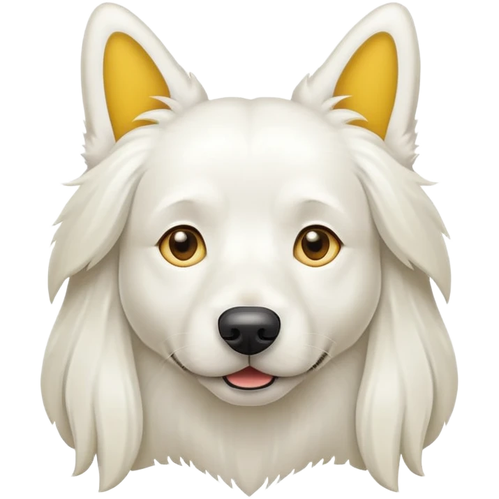 A long-haired white dog with yellow ears emoji