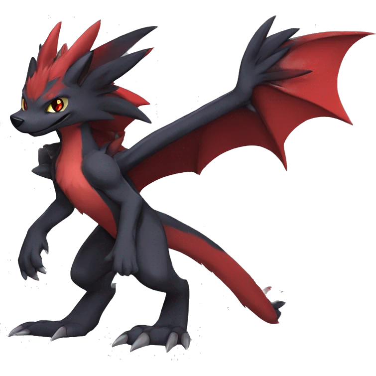 Anthro Cute cool black red nargacuga sergal animal hybrid Fakemon full body emoji