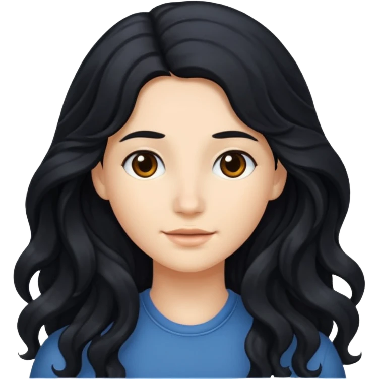Long wavy hair black emoji
