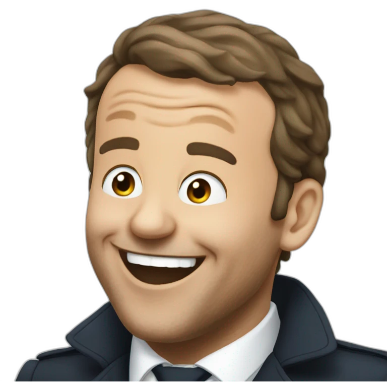 Macron laughing with tears emoji
