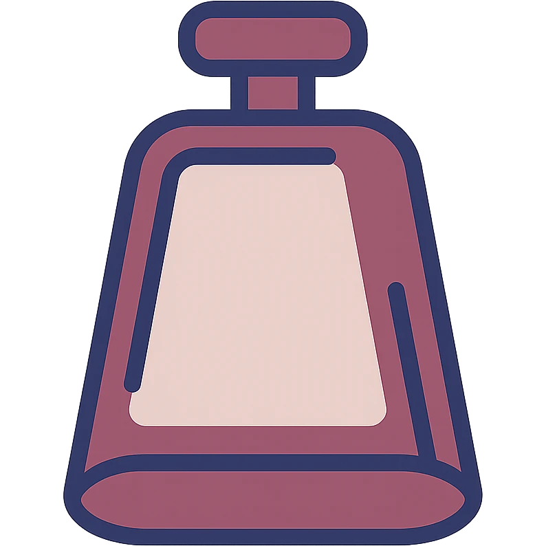 maroon cowbell, flat illustration, minimal details emoji