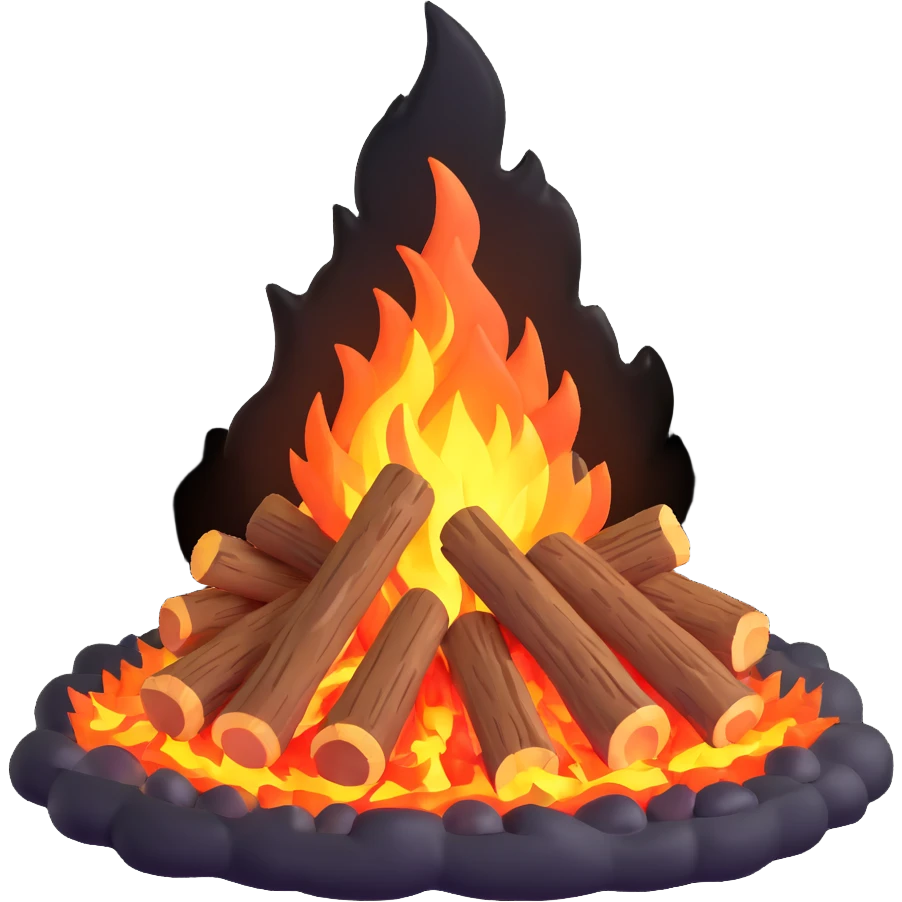 crackling bonfire with sparks and embers emoji