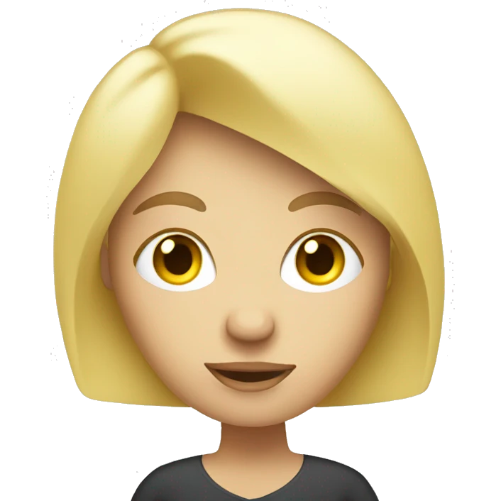 blonde cartoon woman with word bubble emoji