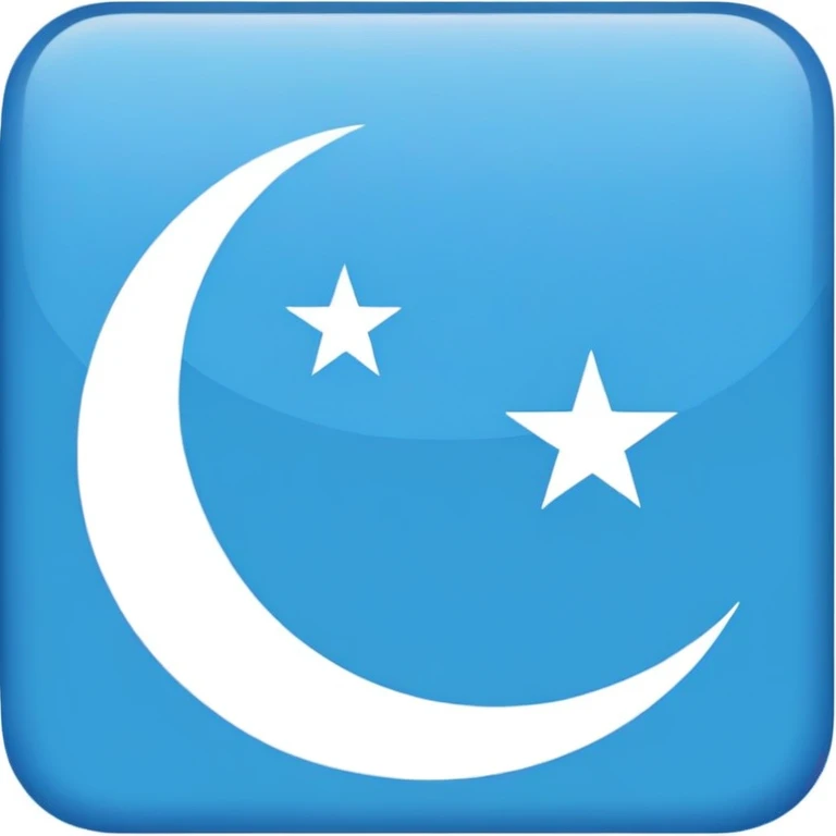 Iraqi Turkmen flag - a sky blue rectangular flag with a white crescent moon and star in the center. There is one straight white horizontal line across the top of the moon and another straight white horizontal line below the moon. emoji