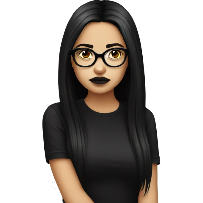 Sad+latina+goth-girl-black-hair-with-glasses-black-tshirt emoji