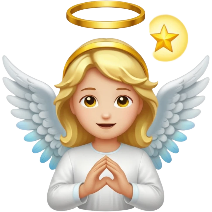 cartoon sticker of a colorful and cheerful angel emoji with a glowing halo above the head, no text, suitable for WhatsApp and Instagram emoji