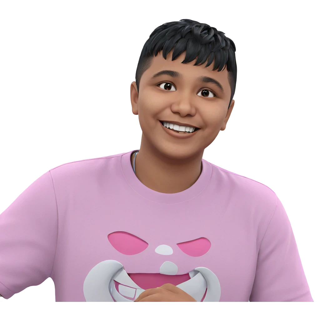 smiling boy in pink shirt emoji