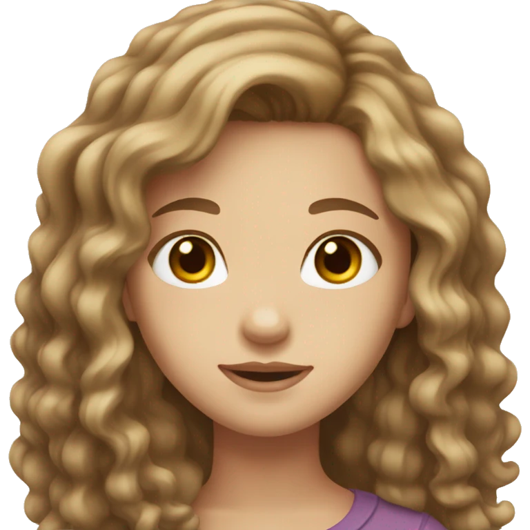 Girl with long wavy lighy brown hair, white skin, brown eyes  emoji