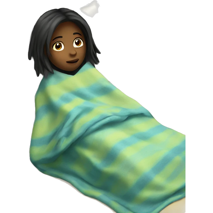 sick girl with blanket emoji