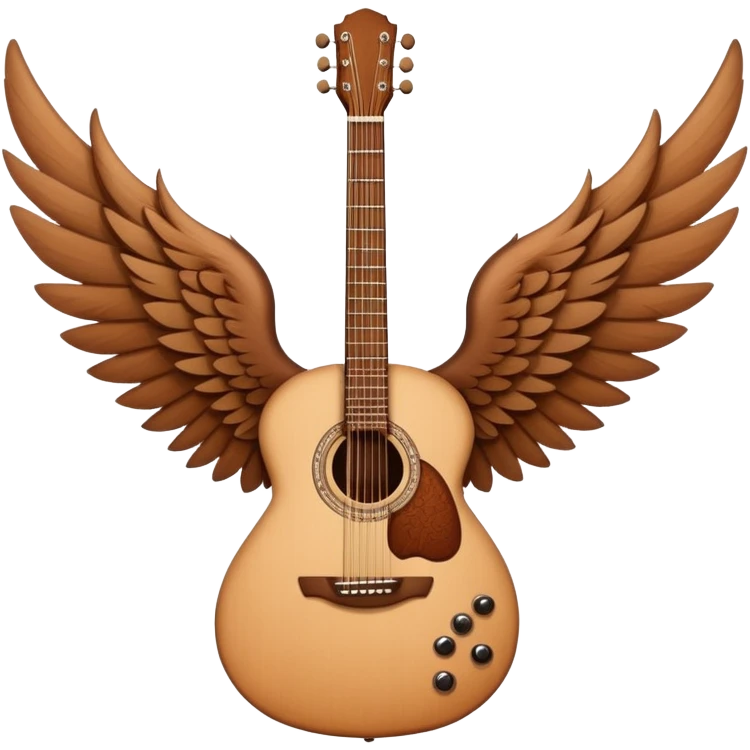 Brown guitar with wings emoji