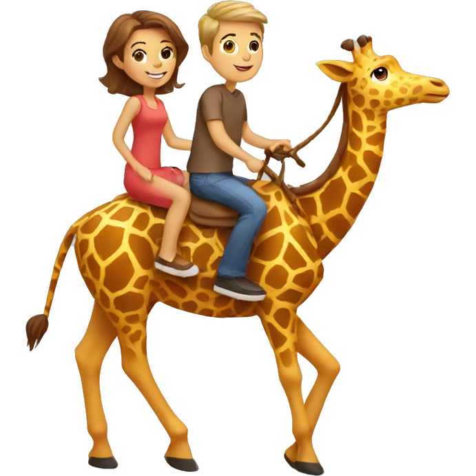 family riding giraffe emoji