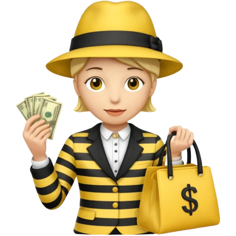 A Robber that just robes a bank** and that has yellow and black stripes that has a bag qith money inside with a chapeau emoji