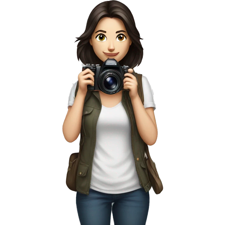 woman photographer fujifilm camera taking photo brunette emoji