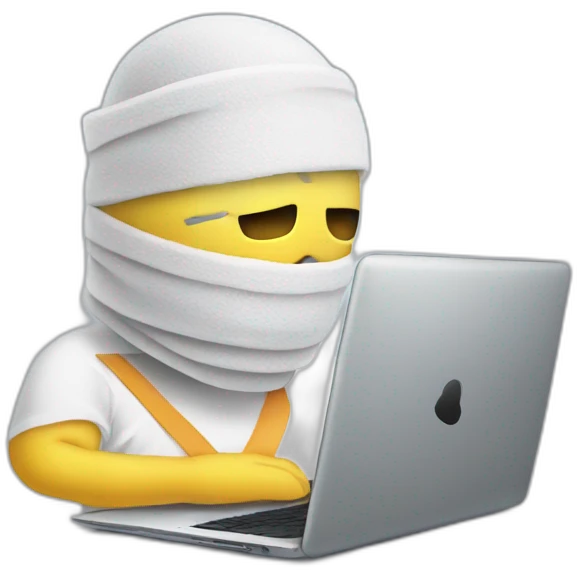 Hurt laptop with head bandages emoji