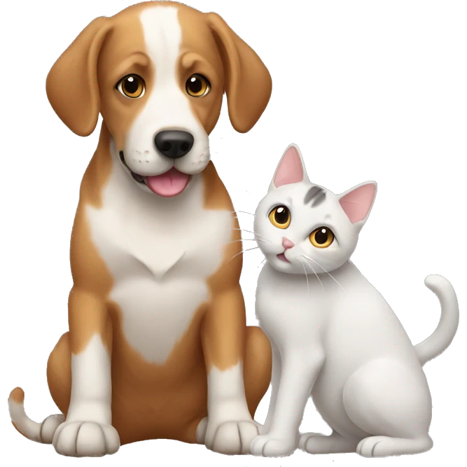 2 dogs and 1 cat playing together emoji