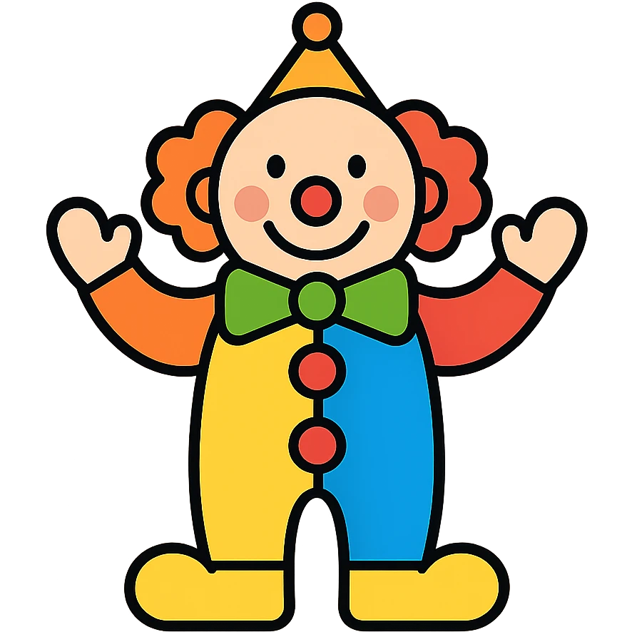 bright clown with multicolored costume emoji