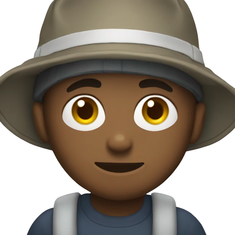 boy with phone and bucket hat emoji