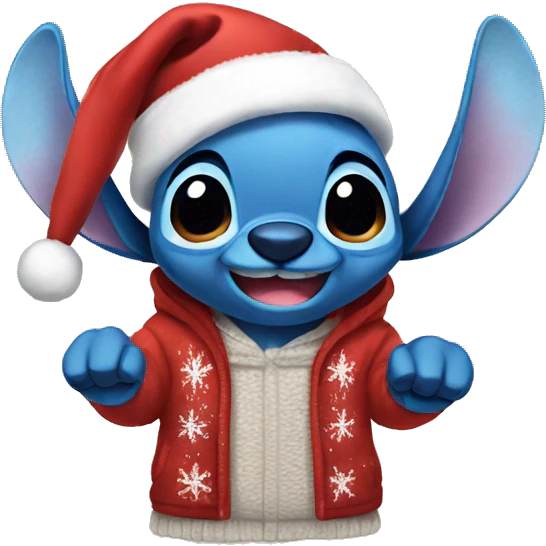 Stitch wearing a Christmas hoodie emoji