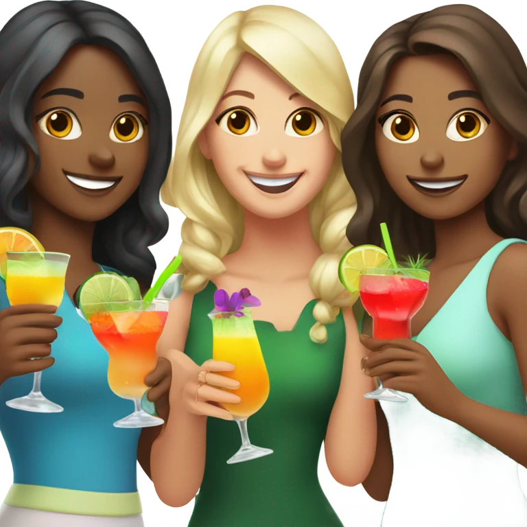 Three girls cocktails  emoji