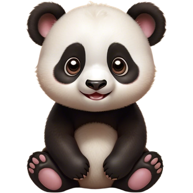 Cinematic Comical Baby Panda Portrait Emoji, Head tilted dramatically with an exaggeratedly amused expression, featuring a quirky, fluffy black and white Fur with wide, expressive eyes filled with playful disbelief, Simplified yet hilariously expressive features, highly detailed, glowing with a slightly sassy glow, high shine, dramatic yet playful, stylized with an air of cheeky mischief, bright and endearing, soft glowing outline, capturing the essence of a spirited and over-the-top baby panda, so meme-worthy it feels like it could roll its eyes into internet fame instantly! emoji