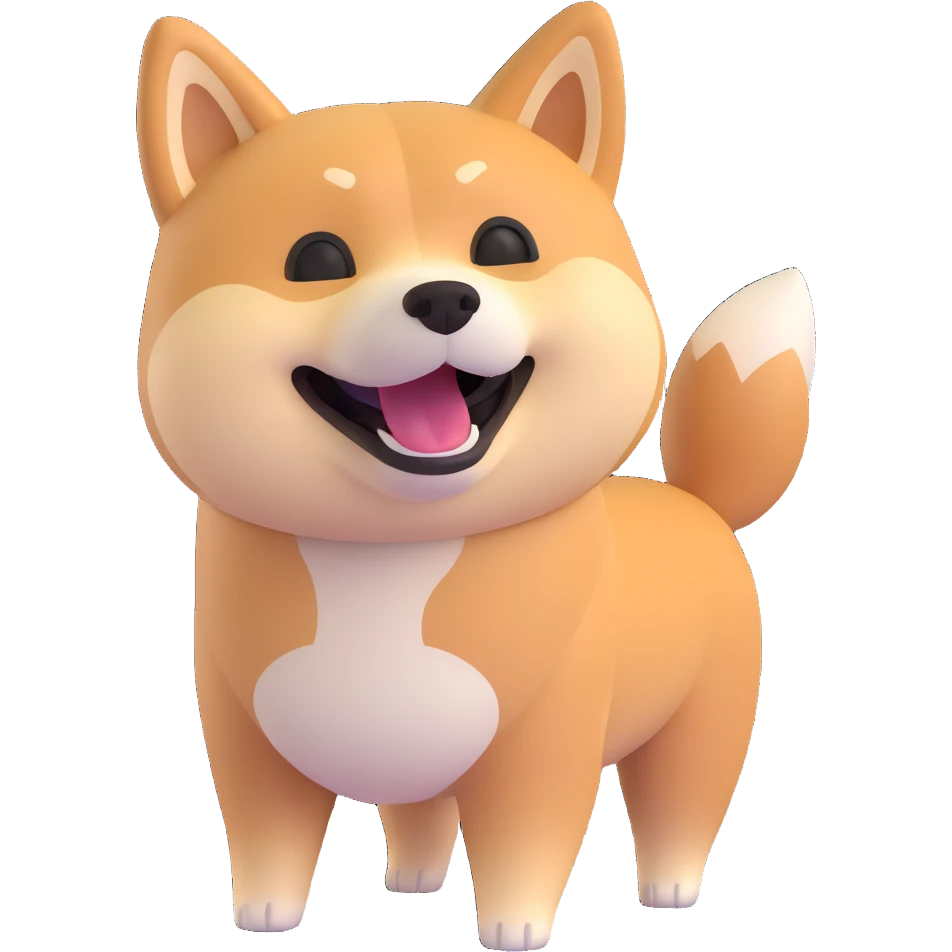 shiba inu standing, laughing emoji