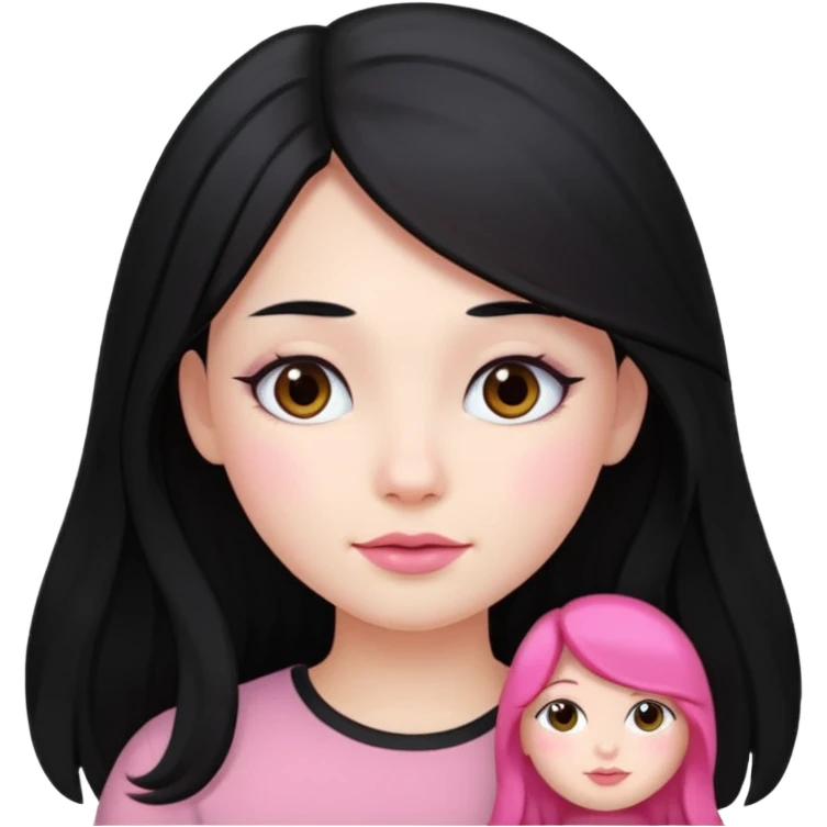 Clean girl long and black Hair and pink Cheek emoji